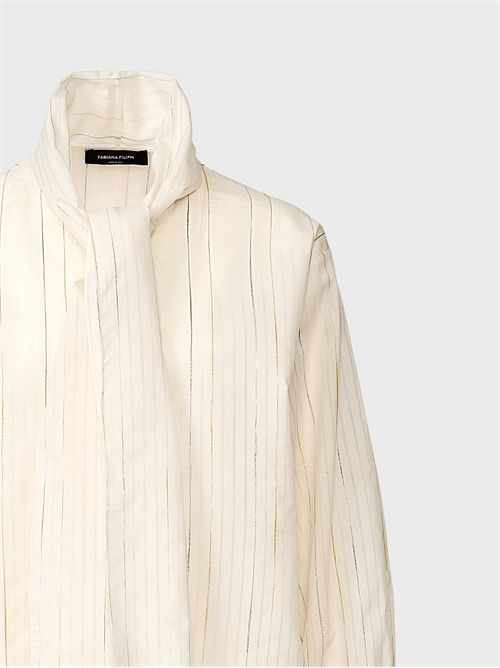 Lavallière blouse with lace inserts FABIANA FILIPPI | CAD276F765M117VR1